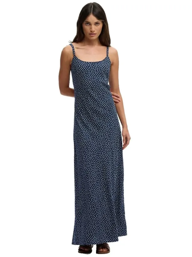 Superdry Printed Cami Maxi Lange Jurk Zonder Mouwen Blauw 2XS Vrouw Navy Blue Ditsy Hearts
