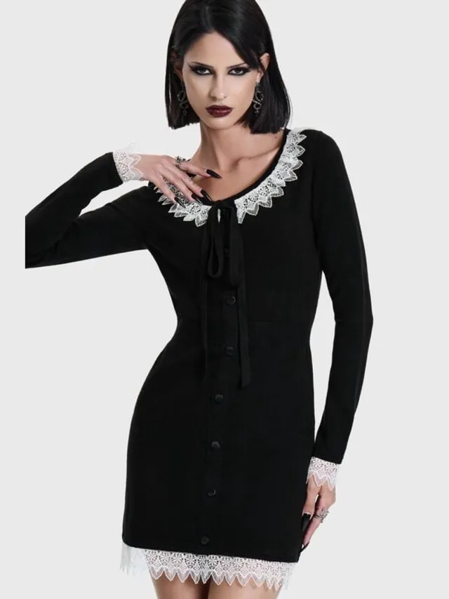 Killstar VICTORIA'S WRATH KNITTED MINI DRESS Dames Mini-jurk - zwart