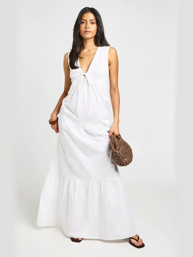 boohoo Dames Maxi Jurk Met Geborduurd Kant Detail Ivoor