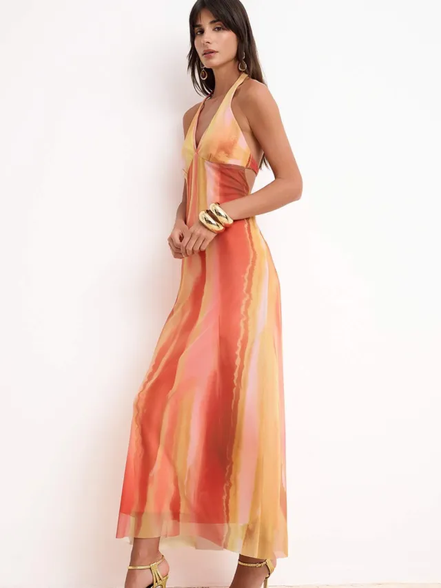 Trendyol TRENDYOLMİLLA Dames Roze Bloemen Midi Mouwloos Stijlvol/Avond A-lijn Avond & Gala Jurk