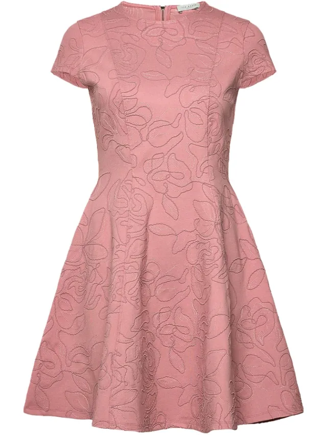 Ted Baker Clodaa Geborduurde Ponte Roze Mini Skaterjurk, foto 2