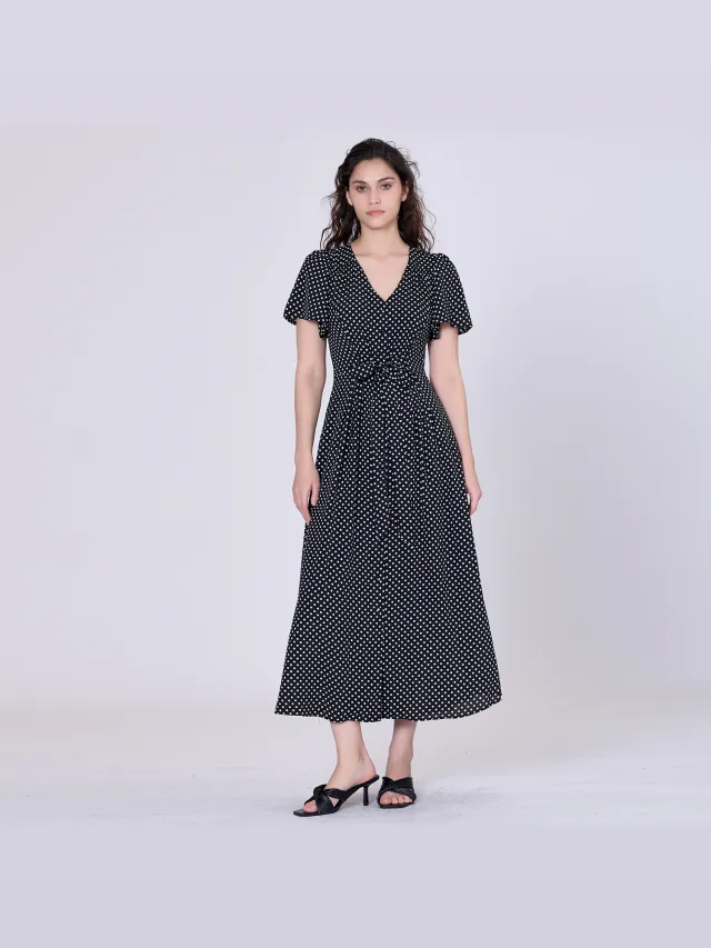 S&J Weekends Polka stip flard shirt-jurk Zwart