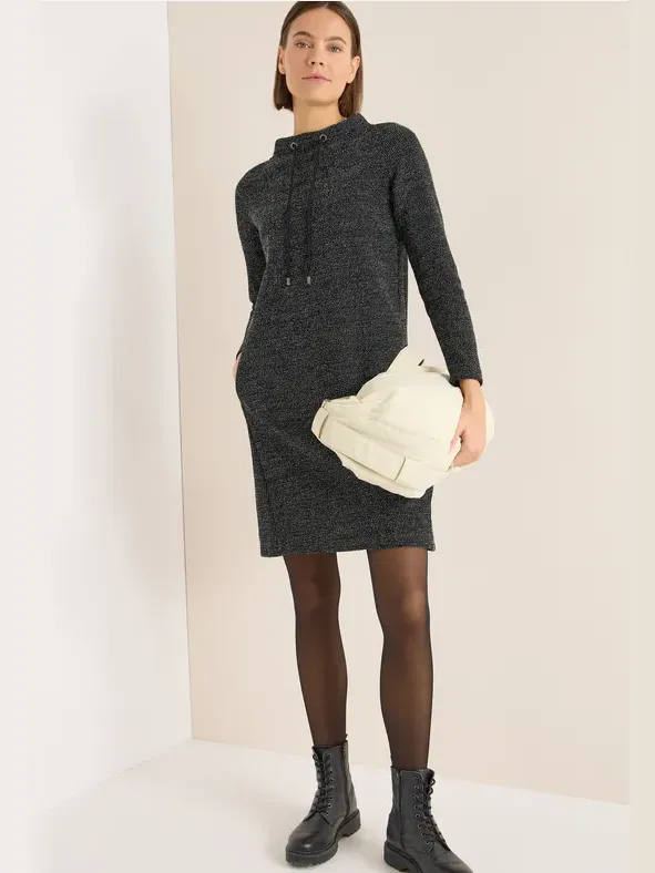 cecil Peper en zout look jurk Zwart