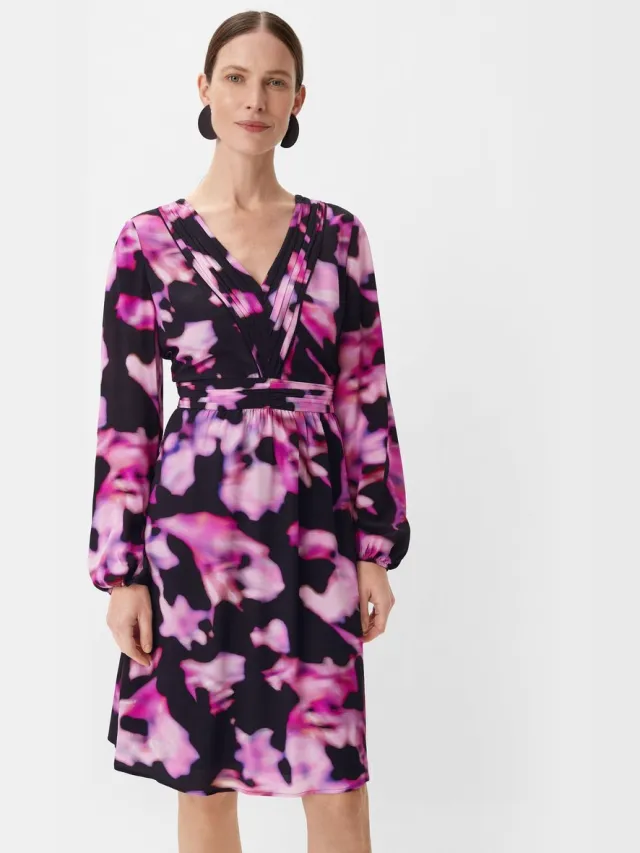 Comma female - Korte jurk met all-over patroon fuchsia