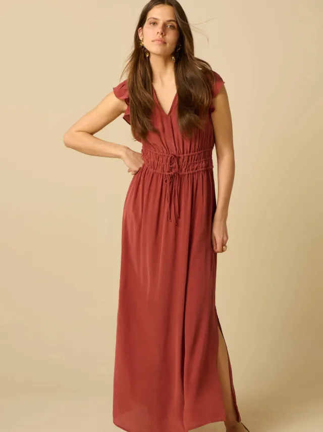 Sissy-Boy viscose maxi jurk - donkerrood