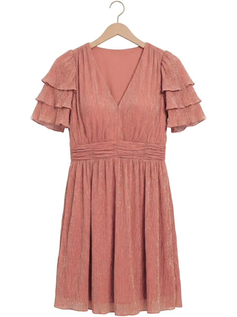 Freebird Dames Jurken F-jer-plisse-lurex-26-2 - Roze, foto 2