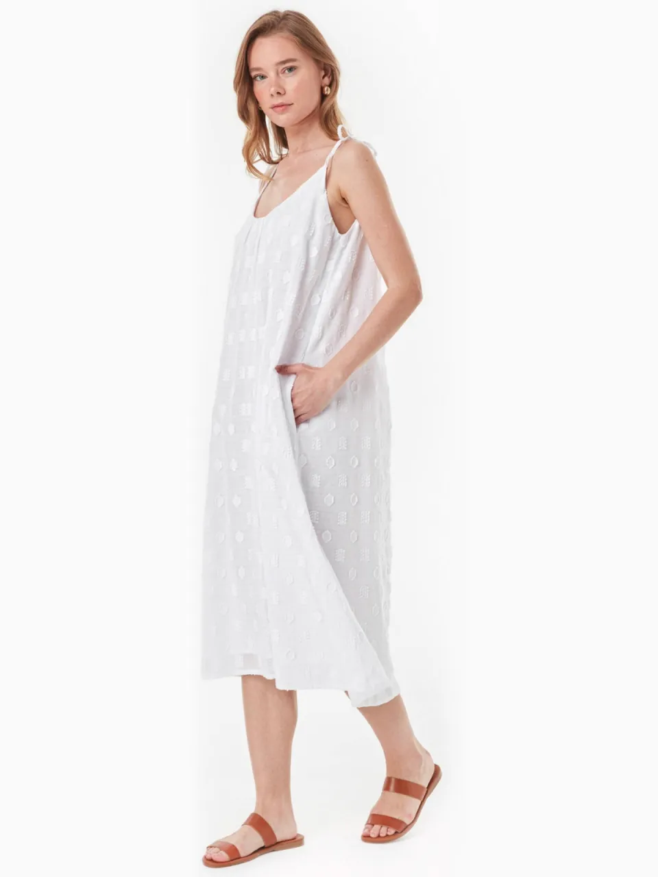 ORGANICATION dames vegan Jurk Jacquard Wit, foto 2