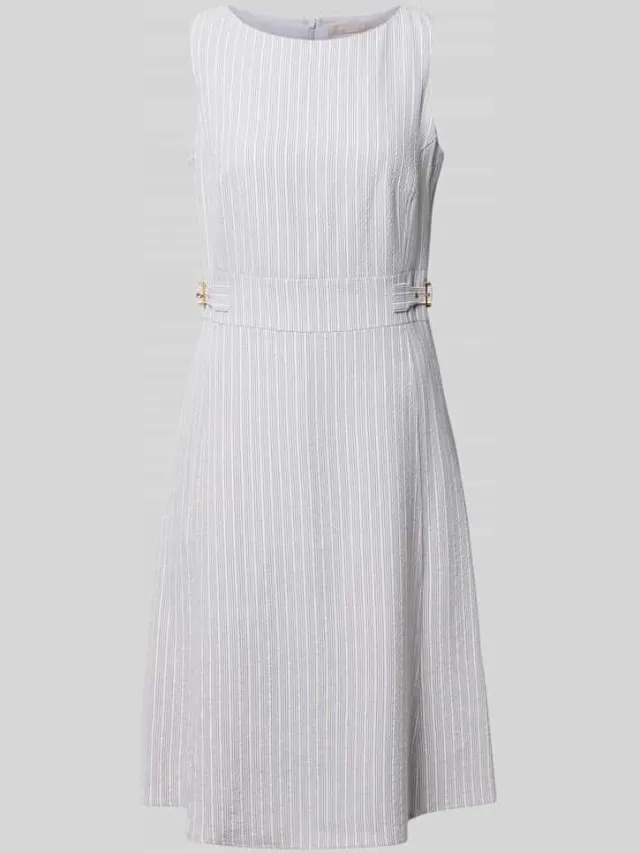 Christian Berg Woman Selection Knielange jurk van seersucker met strepen en lurex ecru, foto 2