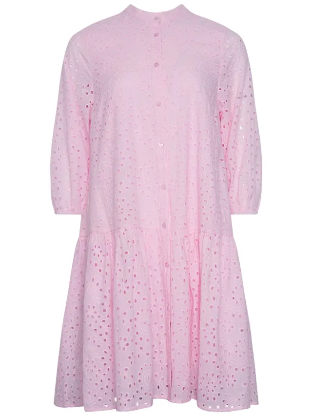 Noella Imogene Jurk Katoen Anglaise Lichtroze