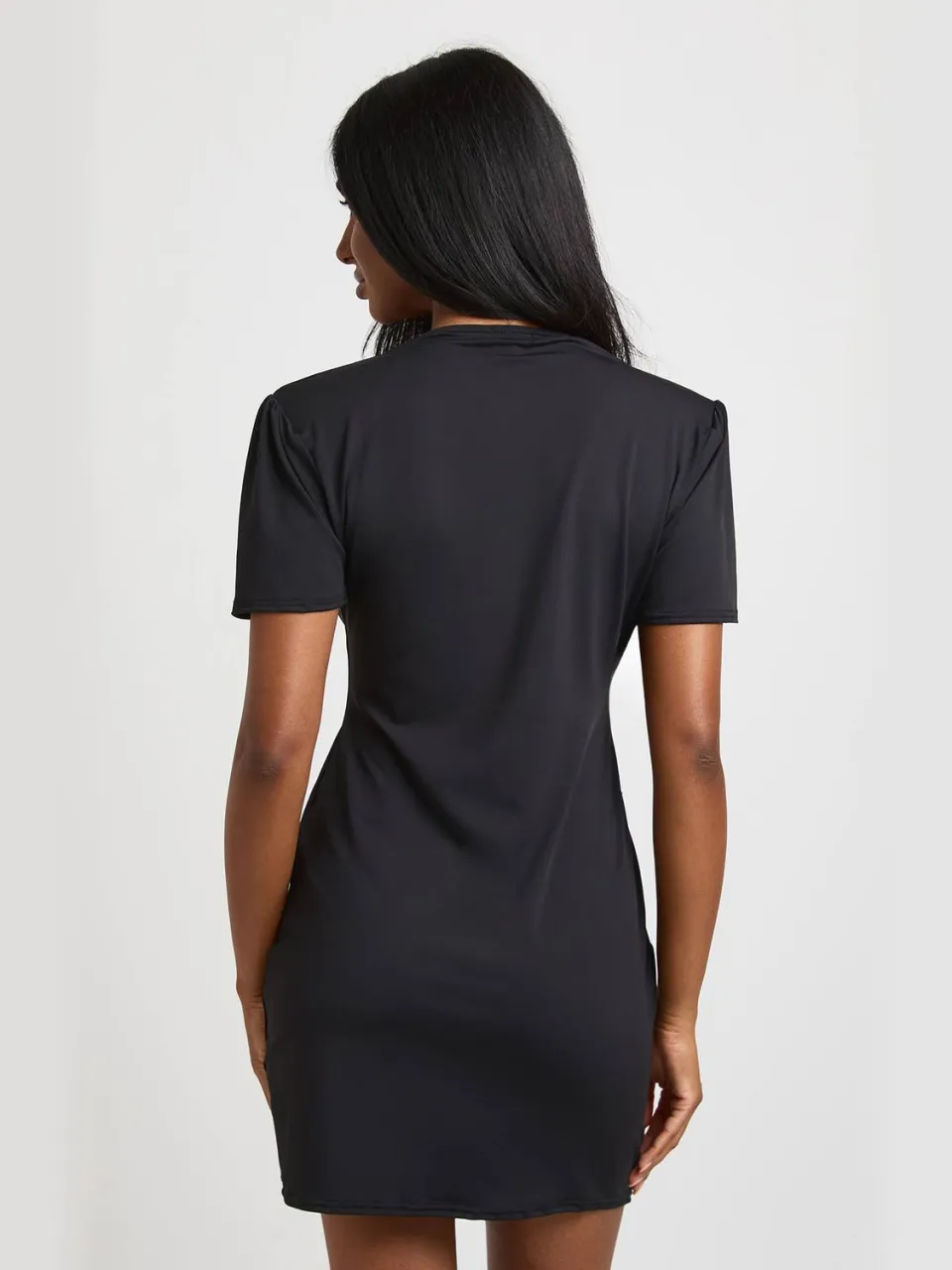boohoo Dames Superzachte Mini-jurk Met Naaddetail En Schoudervulling zwart, foto 3