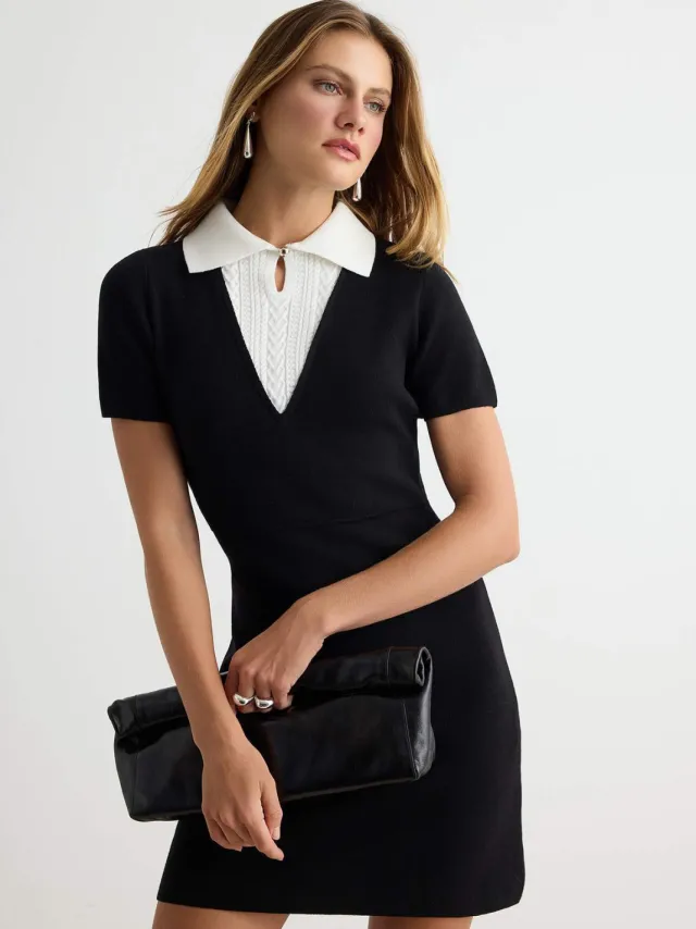 Trendyol TRENDYOLMİLLA Dames Zwart Colorblock Kort / Mini Kort A-lijn Jurken