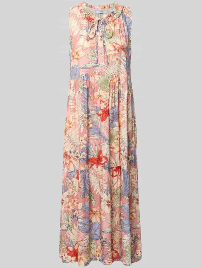 Zabaione midi-jurk van viscose met vetersluiting model 'Gi44naa' roze, foto 2