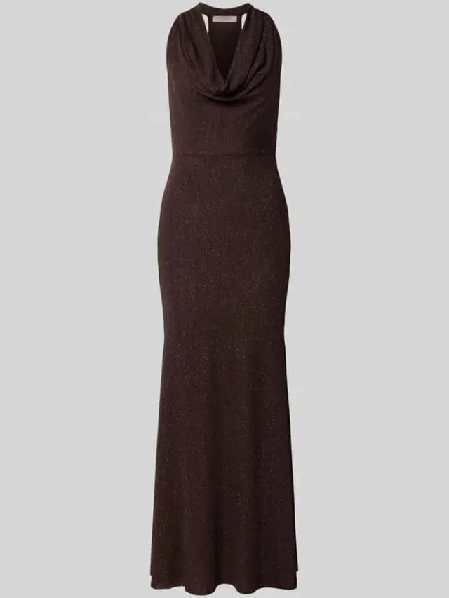 Rinascimento slim fit avondjurk in glitterlook donkerbruin, foto 2