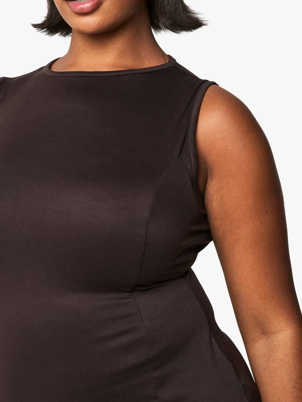 boohoo Dames PLUS SUPERSOFT HANKY HEM SHIFT JURK chocoladebruin, foto 4