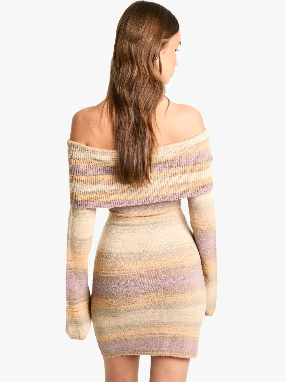 boohoo Dames Bardot gestreepte jumper gebreide jurk multicolor, foto 3