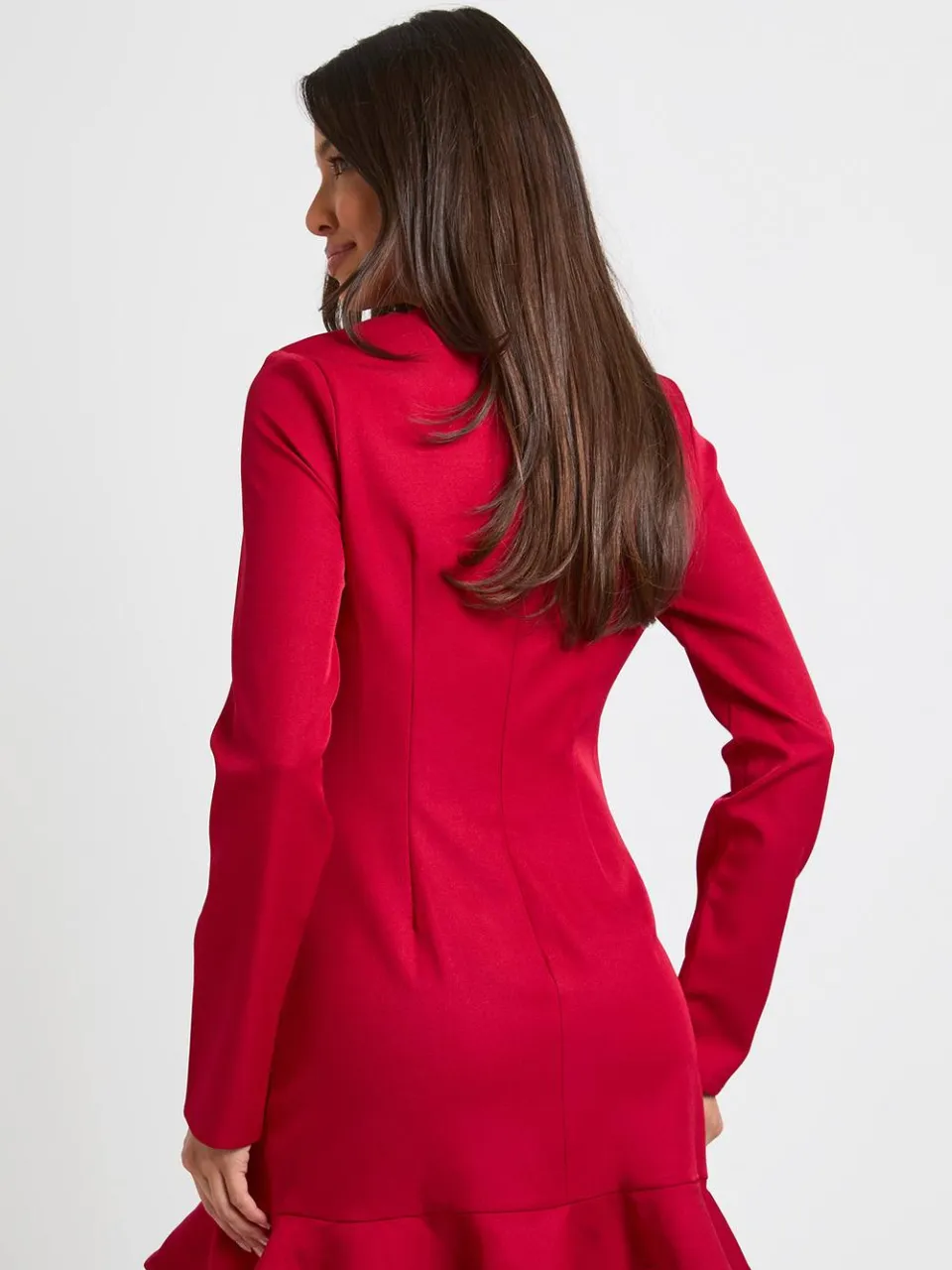 boohoo Dames Geplooid Mini-jurkje Met Ruchemouwen rood, foto 3