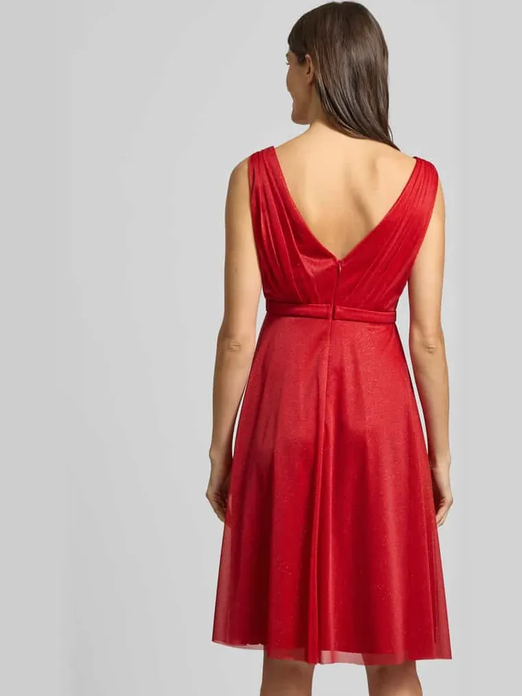 TROYDEN COLLECTION Jurk met glitter-mesh rood, foto 3
