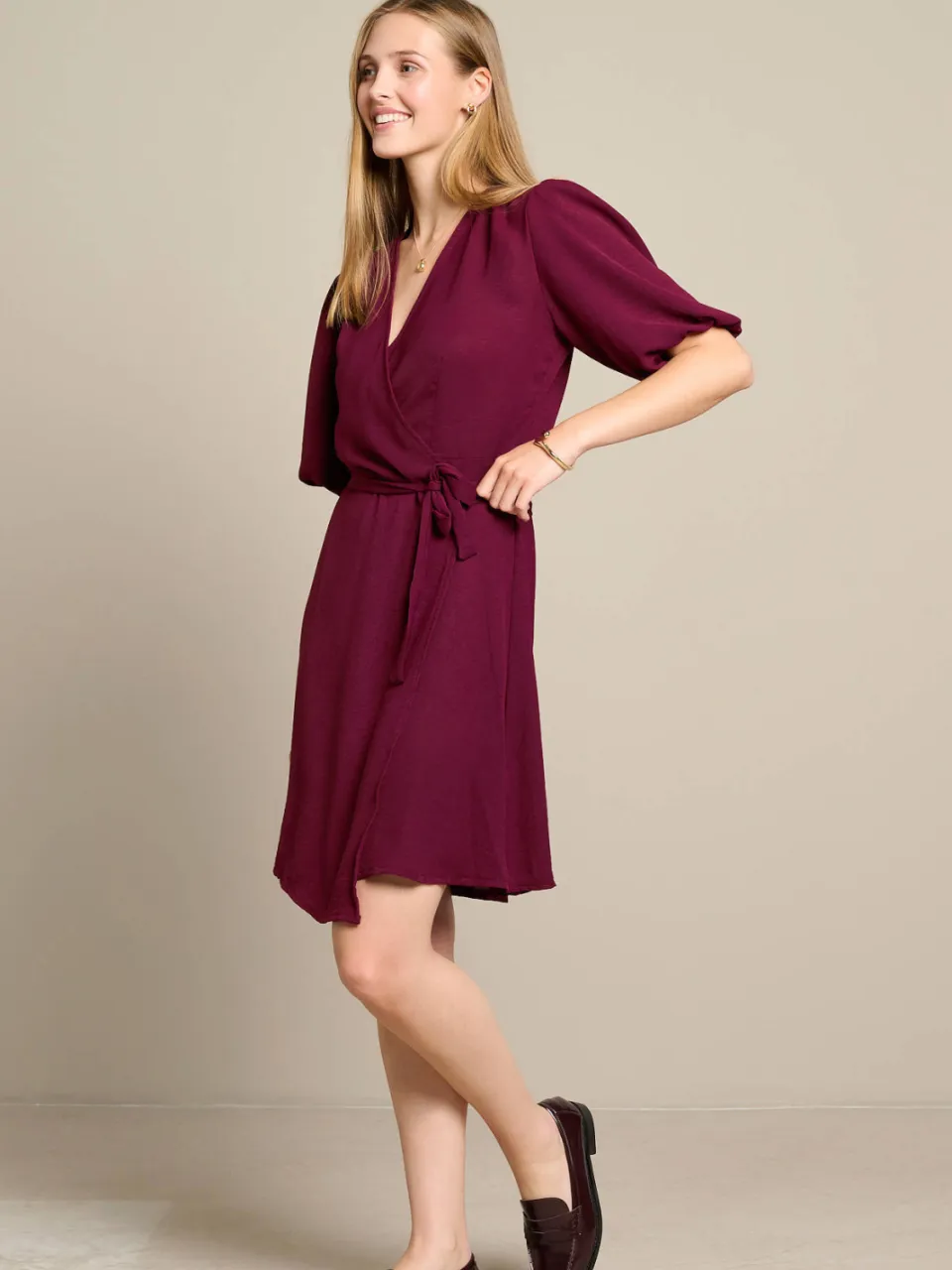 LOLALIZA viscose zomerjurk - donkerrood, foto 5