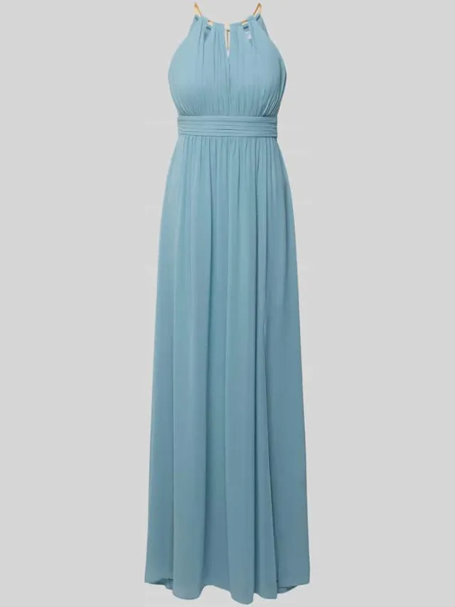 Jake*s Cocktail Avondjurk van chiffon met cut-out aquablauw, foto 2