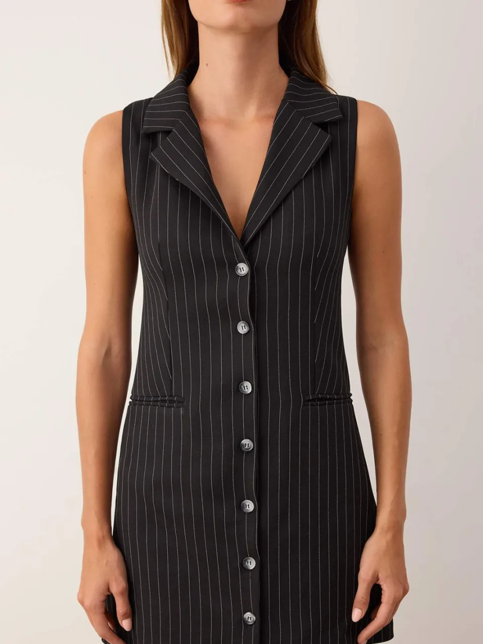 Trendyol TRENDYOLMİLLA Dames Zwart Gestreept Kort / Mini Mouwloos Avond / Dagelijks Blazer Jurk Jurken, foto 2