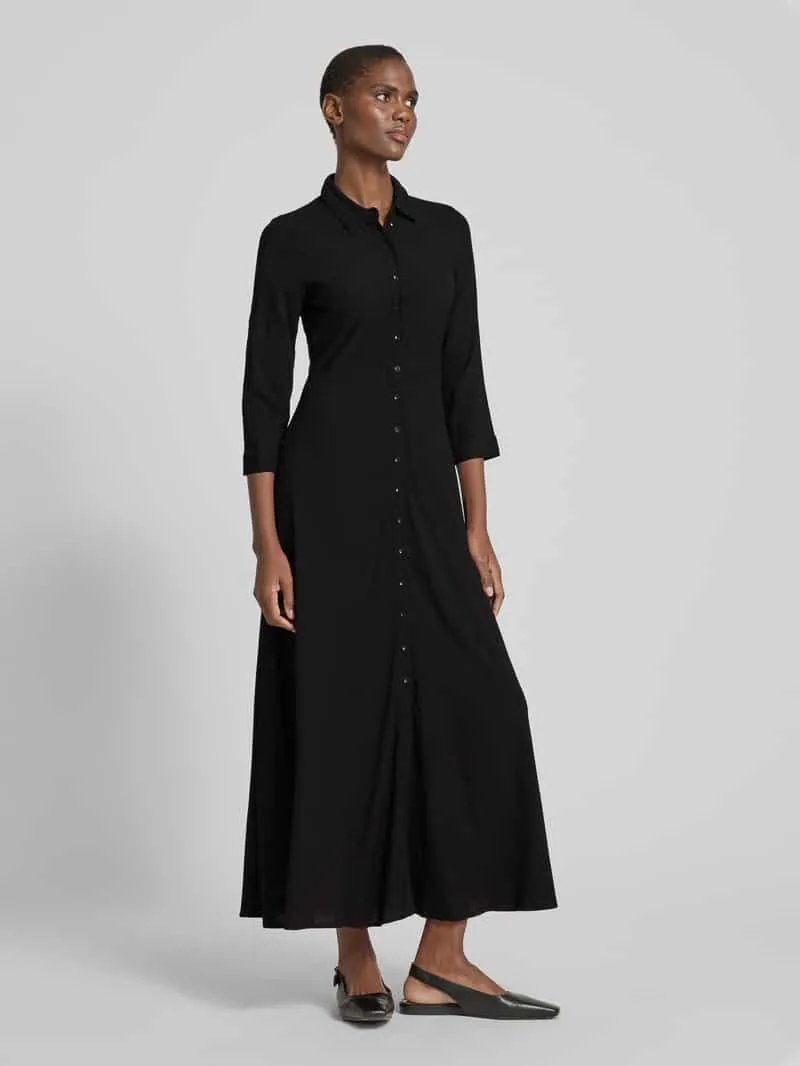 Yas Maxi-jurk van pure viscose model 'Savanna' zwart, foto 3