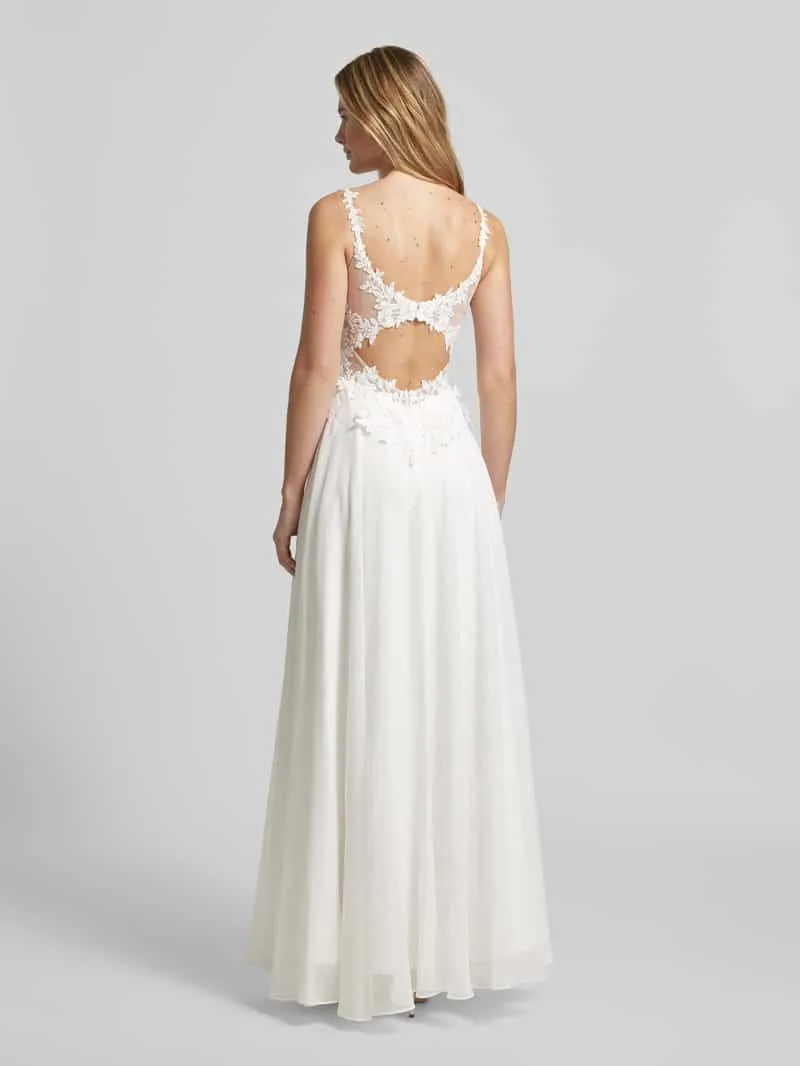 LUXUAR FASHION Avondjurk met kant en V-hals offwhite, foto 3
