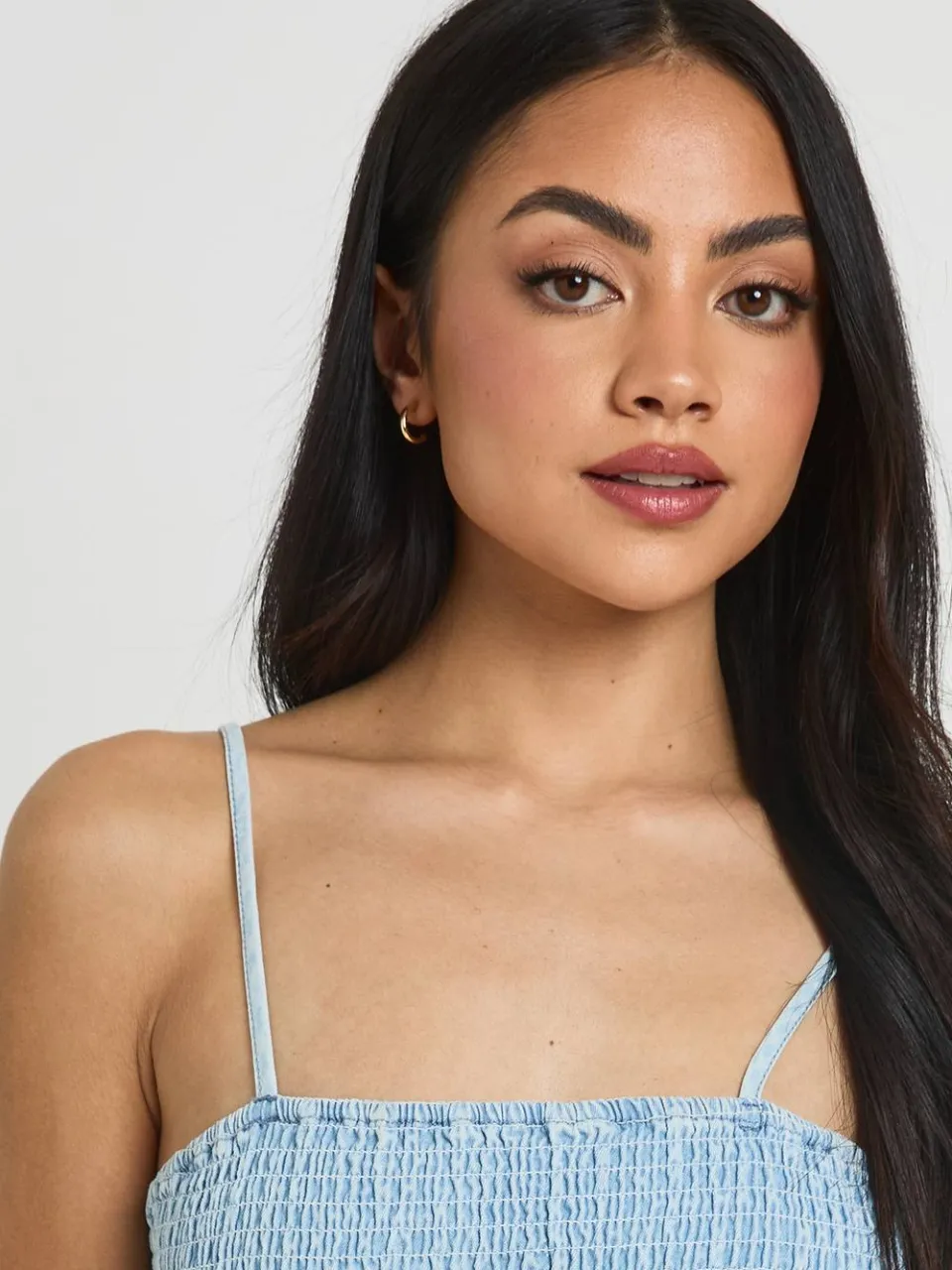 boohoo Dames Chambray Skater Jurk Met Gerimpeld Lijfje licht gebleekt, foto 4