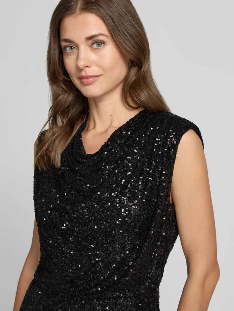 Jake*s Collection Paillettenjurk met watervalhals zwart, foto 5
