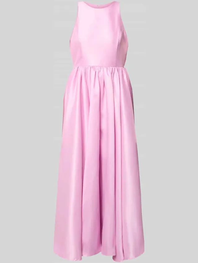Yas midi-jurk met ronde hals model 'ELLINA' roze, foto 2