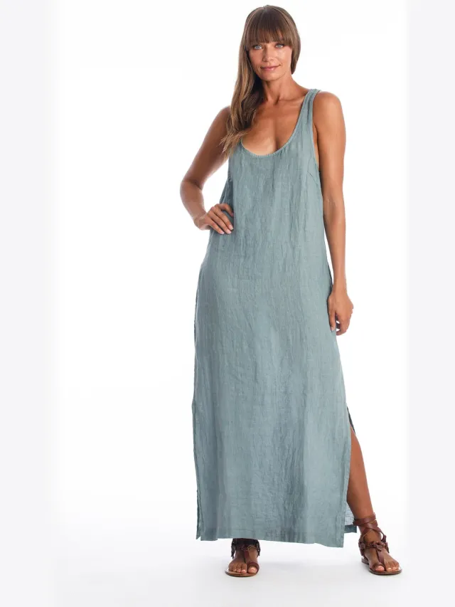RAVENS VIEW IBIZA dames vegan Midi Jurk Ariana Chinois Groen
