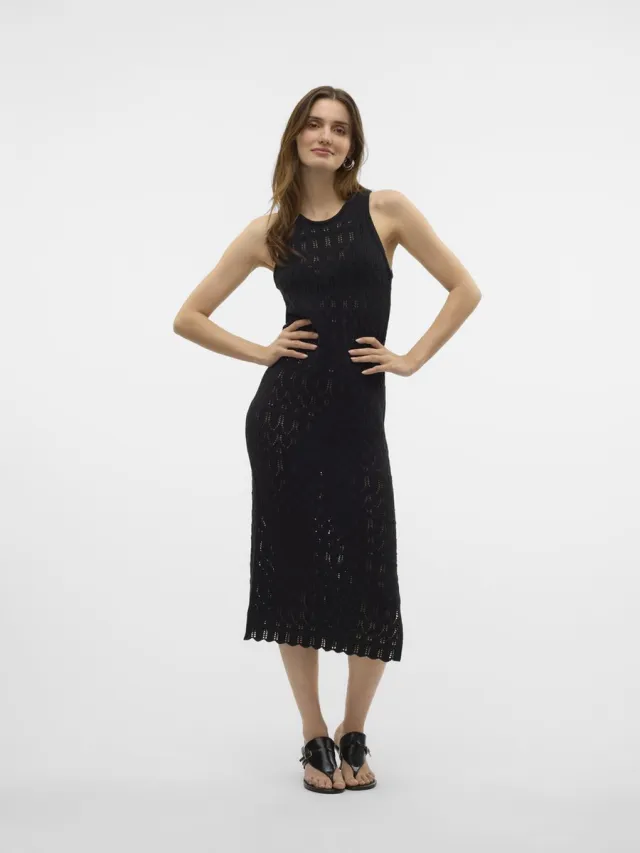 Vero Moda Gebreide jurk VMFABIENNE Lange jurk Zwart