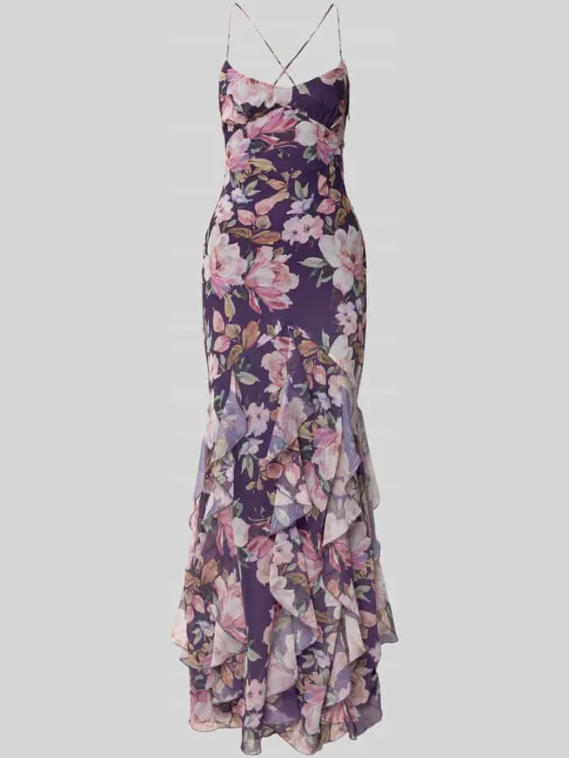 ADLYSH slim fit avondjurk met ruches lila, foto 2