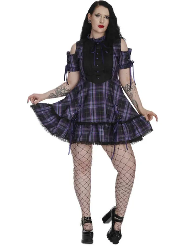 Banned Dark Doll Korte jurk - XS - Zwart/Paars