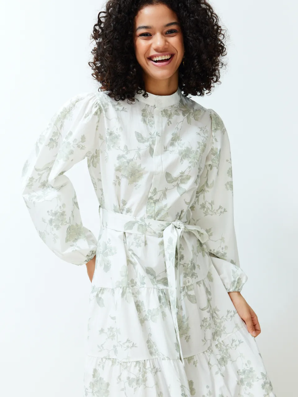 Trendyol Modest Dames Ecru Bloemen Maxi Lang Casual Skater Modest Jurken, foto 2