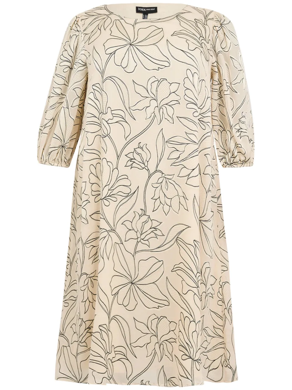 Yoek RICAMI midi jurk ecru met bloemenprint, foto 3