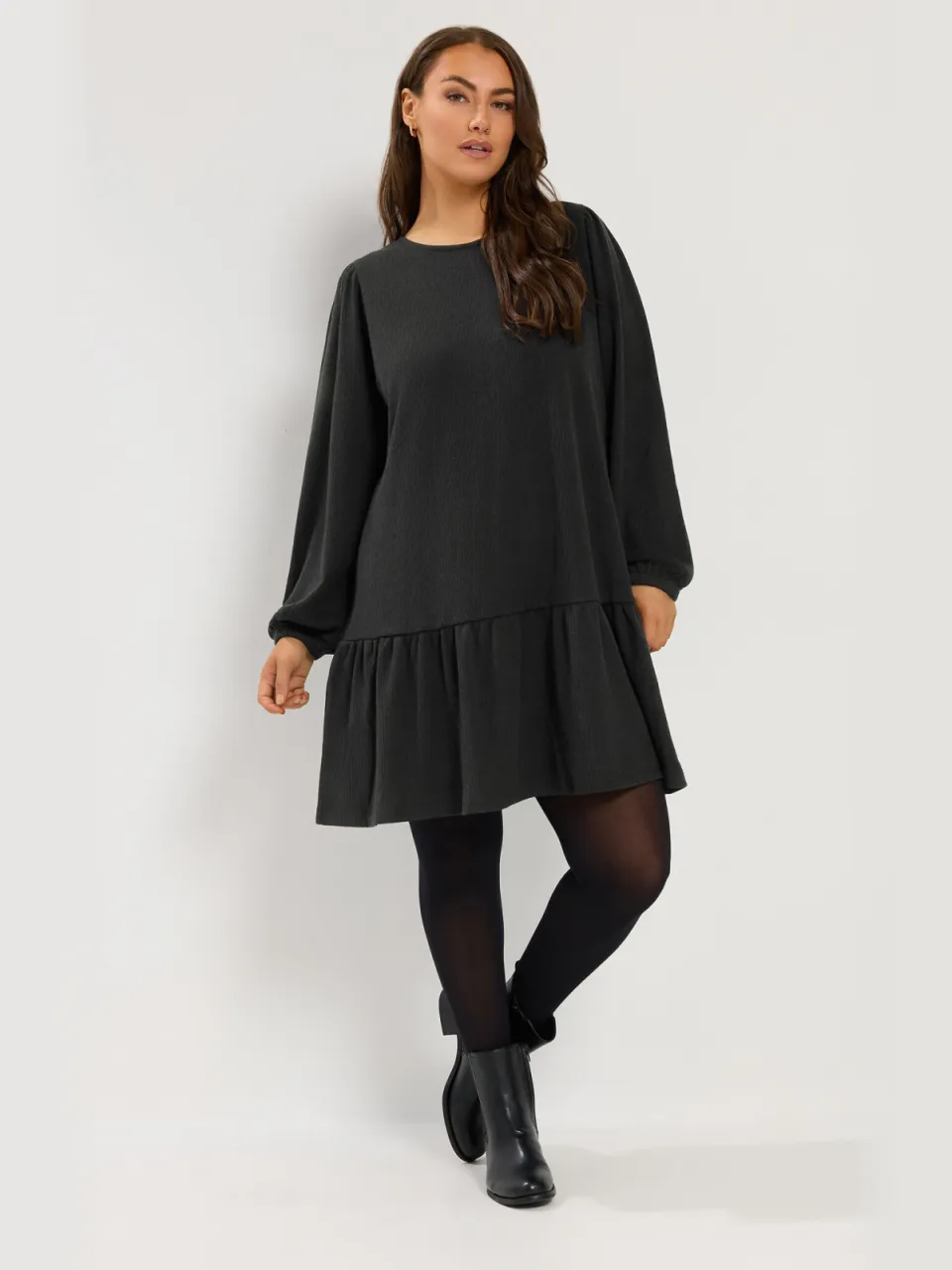 Yours Zwarte Jurk Met Lage Taille-52 Black