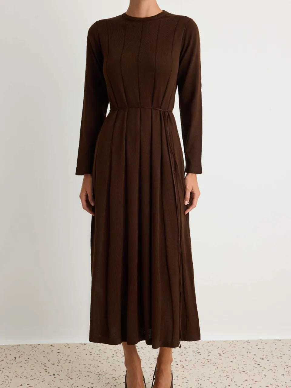 Trendyol Modest Dames Bruin Effen Maxi Lang Casual A-lijn Modest Jurken