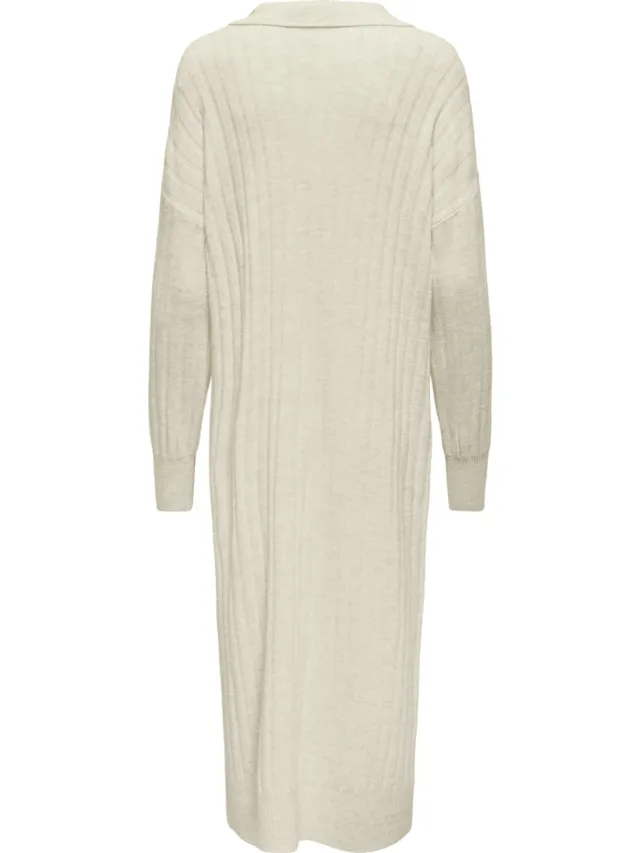 Only ONLTESSA LS POLO LONG DRESS KNT NCA - Meisjes - Maxi jurken Grijs