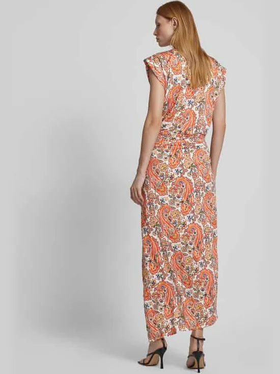 Rabanne Maxi-jurk met ronde hals oranje, foto 3