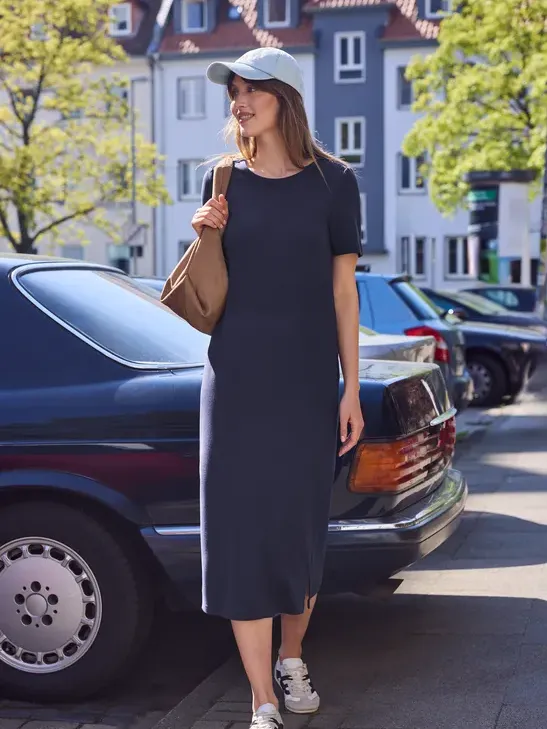 Street One Studio Jersey midi-jurk met pofmouwen blauw, foto 3