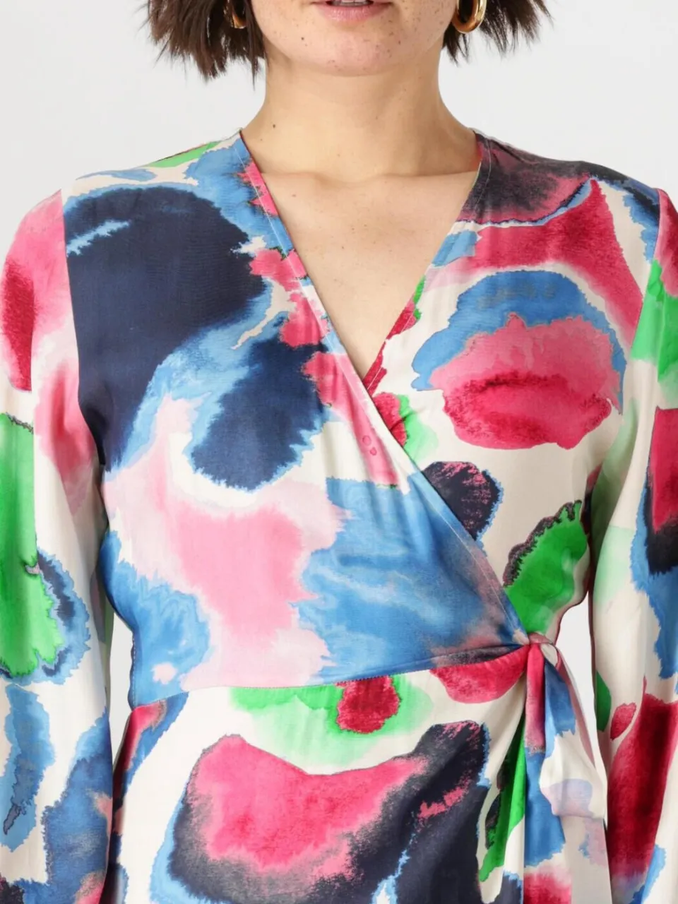 JANSEN Amsterdam Dames Jurken Nienke Jurk Wm 564 Wrap Long Puffed Sleeve - Multi, foto 4
