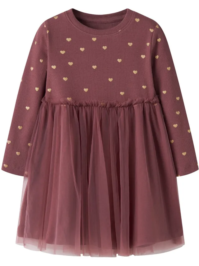 NAME IT NMFNADJA LS DRESS NOOS Meisjes Jurk wild ginger
