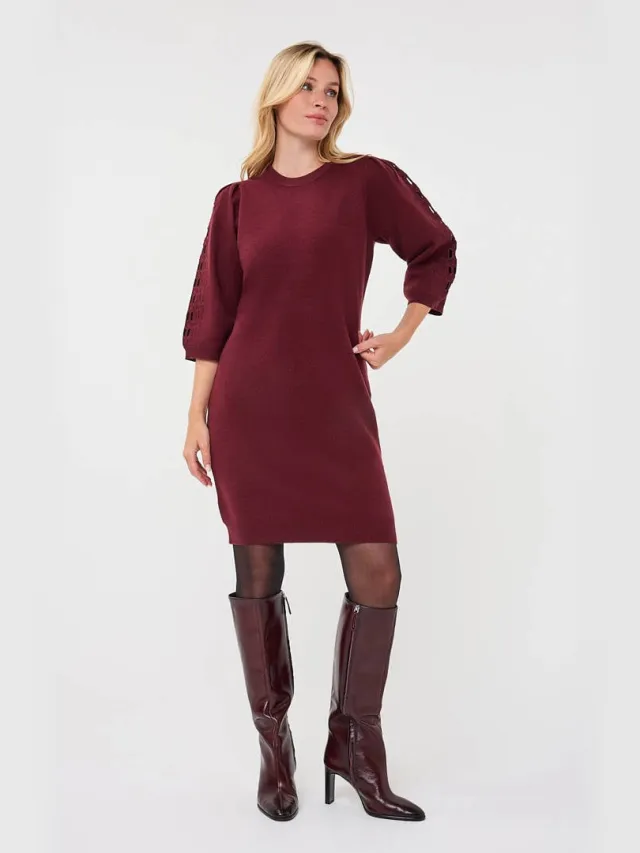 Esqualo midi jurk met wol - donkerrood