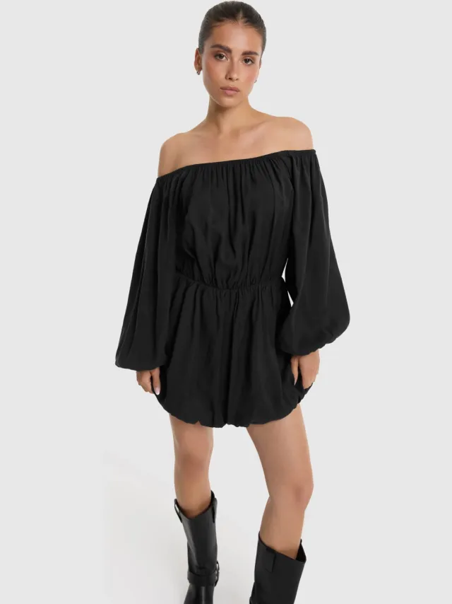 Alix The Label off shoulder modal korte jurk - zwart