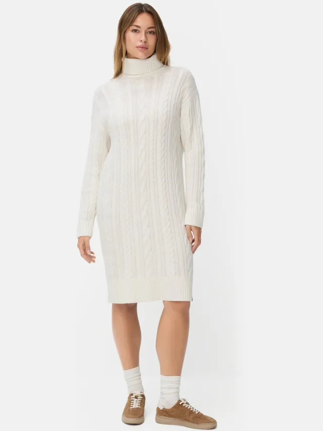 Camel Active Gebreide jurk met vlechtpatroon - Maat - melkwitwomenswear-S