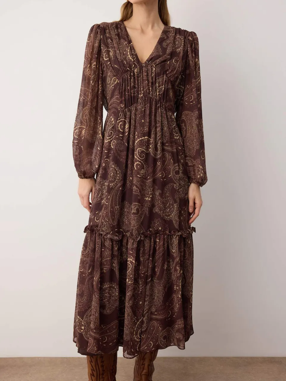 Trendyol TRENDYOLMİLLA Dames Meerkleurig Paisley Maxi Lang Avond / Dagelijks Skater Jurken veelkleurig, foto 2