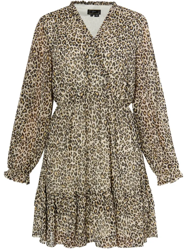 Faina Mini-jurk met luipaardprint Lichtbeige veelkleurig