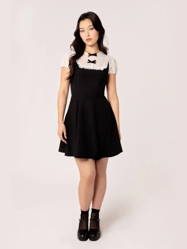 Hell Bunny Alice Dames Midi-jurk - zwart/wit