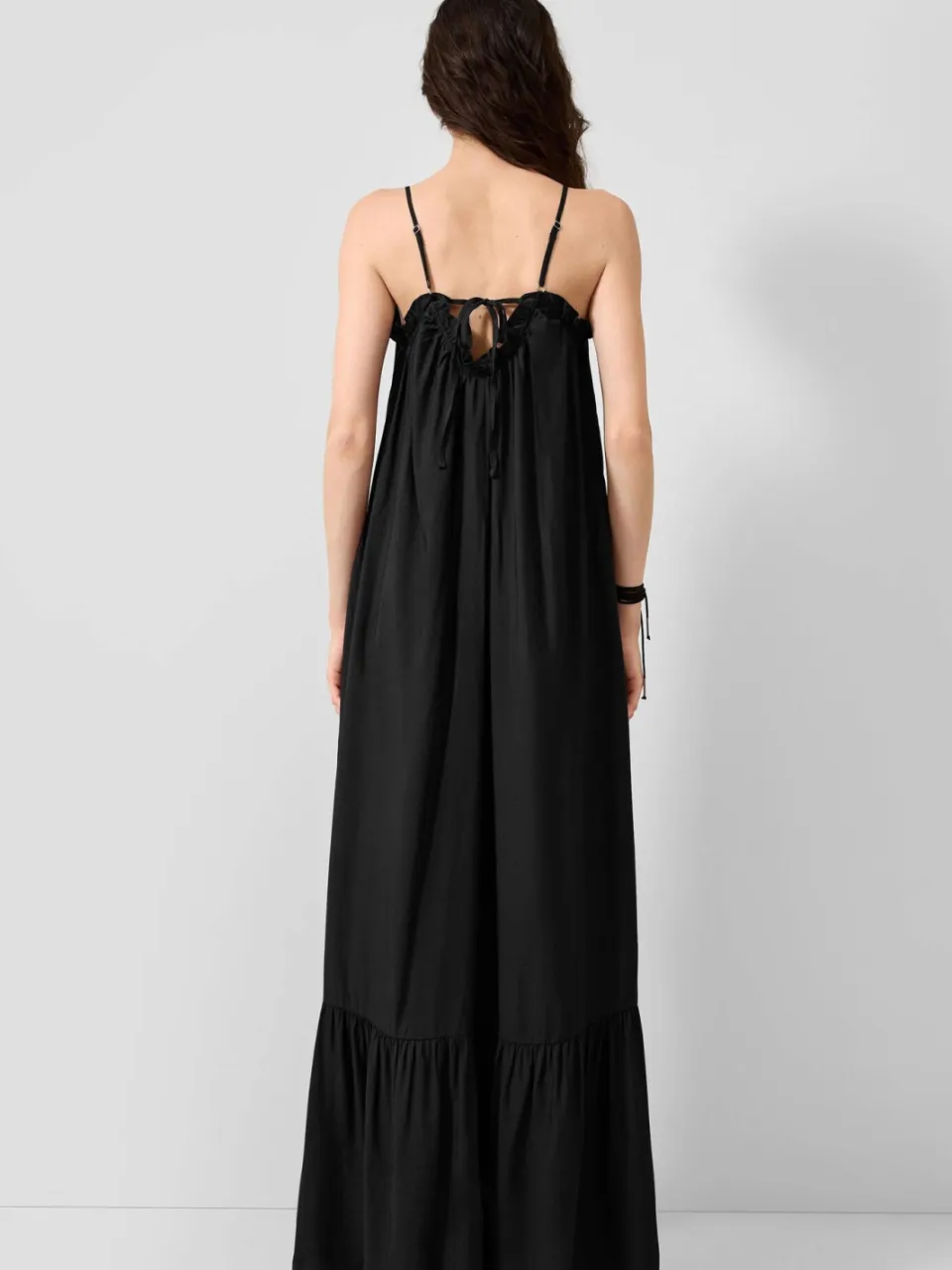 QS viscose maxi jurk met ruches - zwart, foto 3