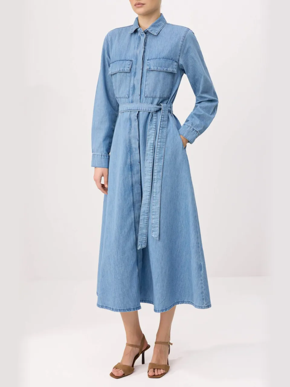 Trendyol TRENDYOLMİLLA Dames Blauw Effen Maxi Lang Skater Jurken, foto 2